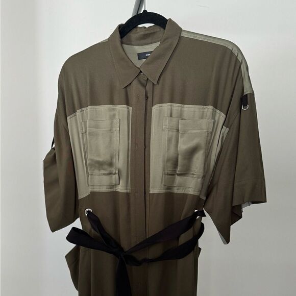 ⭕️ DIESEL Dress Olive green Satin Medium - Picture 2 of 11